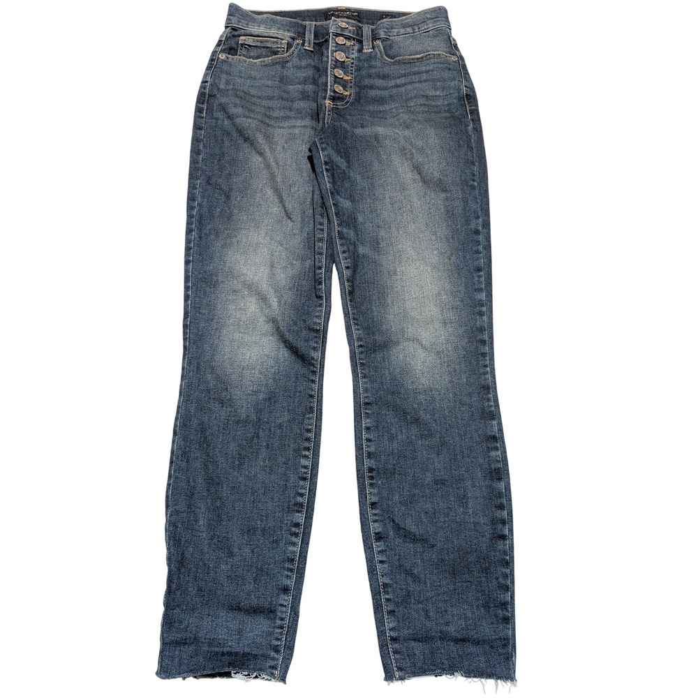 Lucky Brand Jeans Women 6/28 Blue High Rise Bridgette Skinny Button Fly Raw Hem